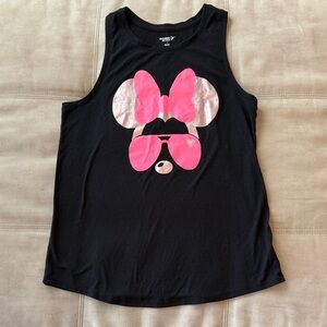 Old Navy Active Black Tank Top with Minnie Mouse Pink Bow & Sunglasses